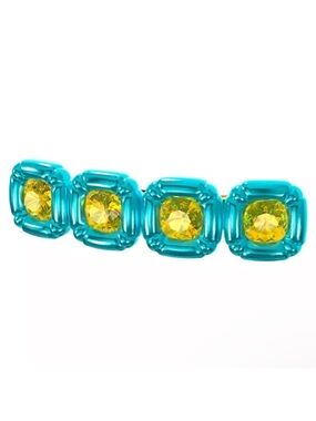 Swarovski Dulcis Cushion Cut Blue & Yellow Crystal Hair Pin Barrette NIB 5617239